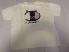 猫イラスト 半袖Tシャツ クリーム色