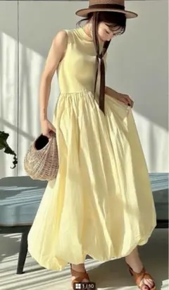 eimyistoreバルーンシルエットドッキングニットワンピース　イエロー
