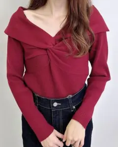 INGNI(イング) フロントツイストオフショルニット