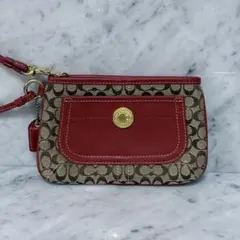COACH コーチ レッド ベージュ ポーチ 小物入れ アクセサリーポーチ