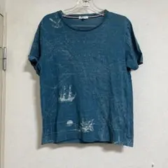 半袖Tシャツ 青 デザイン ターコイズ y2k 平成ギャル グランジ ピチT