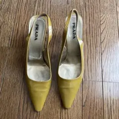 PRADA イエロースリングバックパンプス 37 2/1