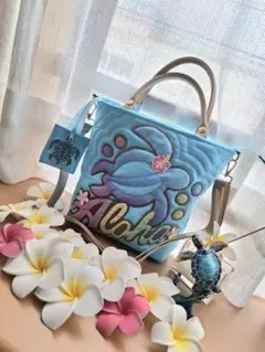 ハワイアンキルト　バッグ　ホヌ　2WAY