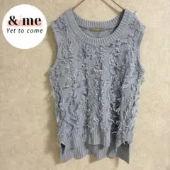 美品　シューラルー　フリンジニットベスト　クルーネック　スリット　ライトブルーのサムネイル