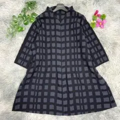 極美品 久留米絣工房藍木野 襟付き七分袖チュニック プルオーバー 