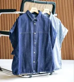 美品　LEPSIM デニムシャツ　デニムブラウス　 半袖　完売品