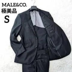 【極美品】シャイニーウール　ストレッチ　主役級　タカキュー　濃紺　ストライプ　S