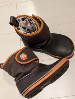 19〜20㌢✧　crocs 防水 長靴 ブラウン/オレンジ