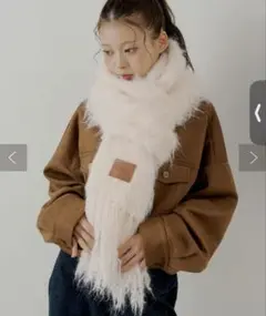 Chico ジャギーフリンジマフラー ピンク