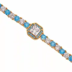 ゴールド ブルー×クリア ストーン ブレスレット ビジュー 上品 アクセサリー
