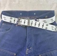 クロス スタッズ レザーベルト パンク ロック ゴシック 十字架 黒Y2K