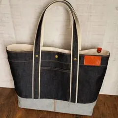 48 ハンドメイド デニムトートバッグ ロールアップジーンズバッグ