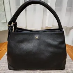 新品　黒 レザー ハンドバッグ 　森英恵　HANAE MORI