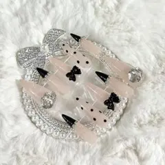 スナ系ワンホン埋め尽くしフレンチガーリーちゅるんギャルネイル ネイルチップ