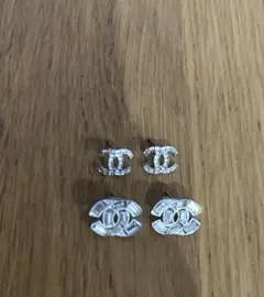 CHANEL シルバー CCロゴ ピアス 2点セット