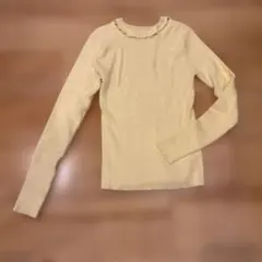 イエローパール装飾ニット M