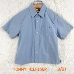 TOMMY HILFIGER キッズ半袖シャツ　水色格子柄　100cm