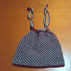 ハンドメイド　ワインレッドと水色の巾着袋
