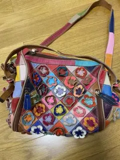 【エスタシオン】花柄パッチワーク ショルダーバッグ