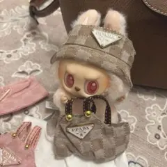 ラブブ洋服サロペット帽子ピンクブラウン