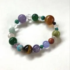 天然石ビーズブレスレット　カラフル　パワーストーン　ビーズ　ランダム