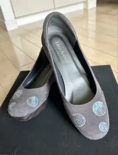 【美品】ヒルズアヴェニュー　パンプス　厚底　ウエッジソール　グレー　スエード