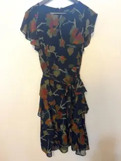 ラルフローレン LAUREN 花柄 シフォン ワンピース リボン M