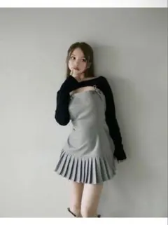 Karen knit set mini dress グレー Gray Sサイズ - メルカリ
