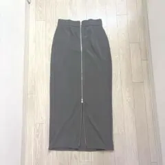 GU フロントジップナローロングスカートQ Mサイズ オリーブ カーキ