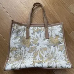 ジャガード　トートバッグ　花柄　バック　A4
