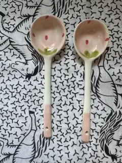 桜模様の陶器　スプーン2個セット使い方は色々