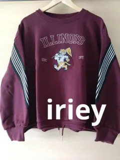 iriey 裏起毛 カレッジ 刺繍 プルオーバー F