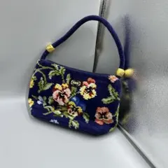 255ヴィンテージ　FEILER 花柄 コーデュロイ バングル　青色