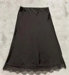 ZARA サテンフレアスカート　ブラウン　L