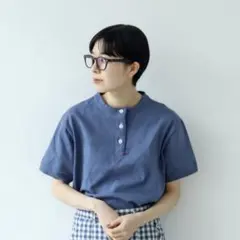 par ici 度詰丸胴天竺　Tシャツ　半袖　リブ袖　web限定色　ブルーのサムネイル