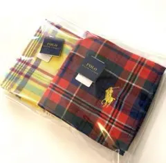 新品　ポロラルフローレン　タオルハンカチ　ガーゼ　イエロー　レッド