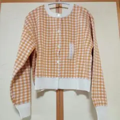 新品、未使用！GUチェック柄カーディガン、スカートセットアップ