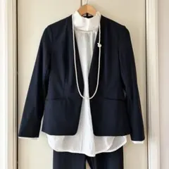 美品PLST ネイビー シングルブレスト パンツスーツ オケージョン　セレモニー