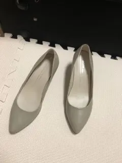 美品【ecco】レザーパンプス/アーモンドトゥ(37)グレー　ヒール　希少カラー