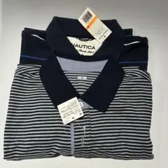 ノーティカ/ユニクロ メンズ ポロシャツ 半袖 ボーダー タグ付き 2着セット