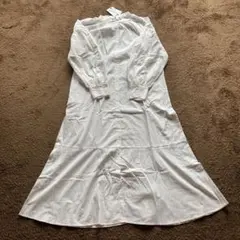 【新品未使用】【コカ】ホワイト 長袖 シャツワンピース ロングL