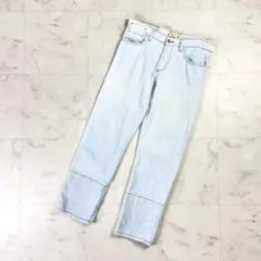 MARNI デニムパンツ 裾裏レザー切替ジーンズ ワイド 水色 25*LD211