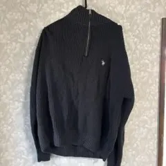 U.S. POLO ASSN. ハーフジップ ニット ブラック Mのサムネイル
