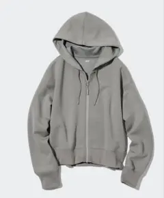 τ**様 UNIQLO ドライスウェットクロップドフルジップパーカ　グレー