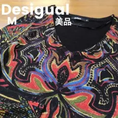 美品　Desigal デシグアル　薄手ニット　セーター　総柄　エスニック柄　M