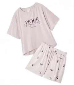 ジェラートピケ ルージュチェリーレーヨンロゴTシャツ＆ショートパンツセット
