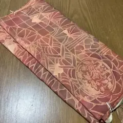 正絹着物生地　洗い張り　臈纈染　オレンジブラウン　美品のサムネイル