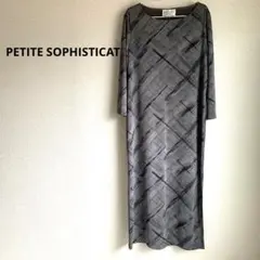 PETITE SOPHISTICATE グレー系七分袖ロングワンピース