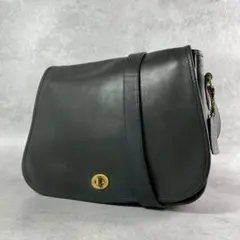 美品✨オールドコーチ　ショルダーバッグ　ターンロック　USA製 レザー　ブラック