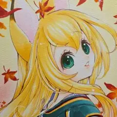 手描きイラスト★オリジナル★　　B5　　　 紅葉狩り　アナログ